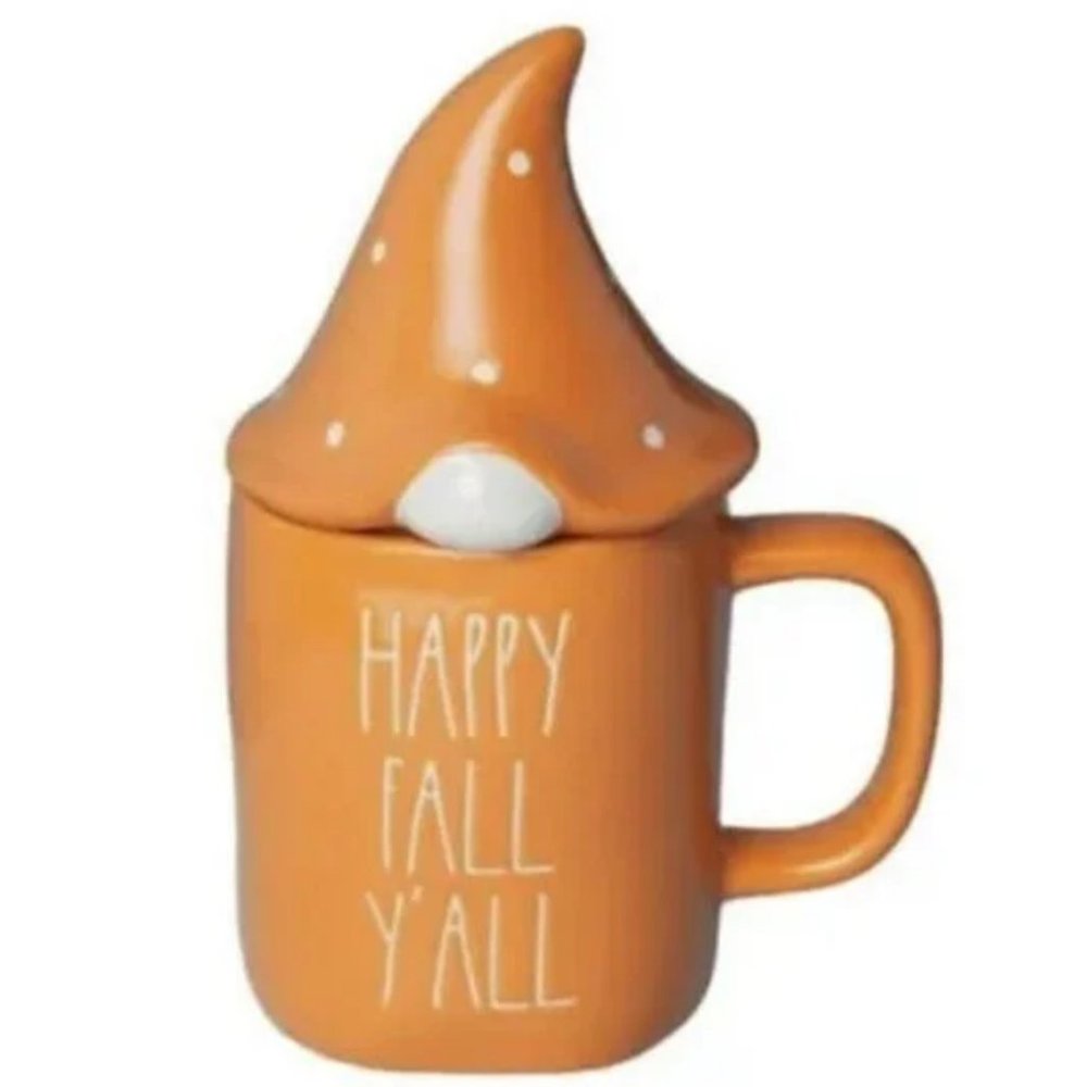 Rae Dunn-Happy Fall Y'all Gnome Mug with topper